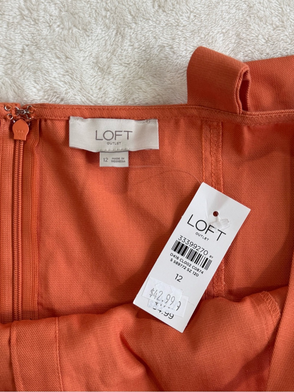 LOFT Outlet NWT Rust Orange Button Front A-Line Dress Size 12 - Picture 2 of 7